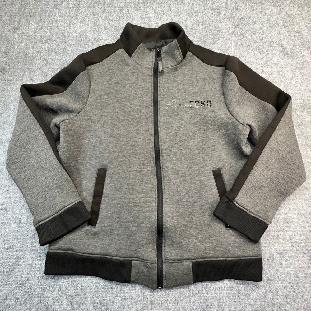 Marc Ecko Track Jacket Mens XL Gray Black Full Zip Mock Neck Cut & Sew‎